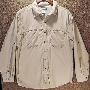 "White Sierra" Insect Shield XL 100% Nylon Tan Button Up Shirt Fishing Outdoor